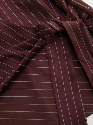 Woven Boat Neck Stripe Knotted Oversized Top For Work