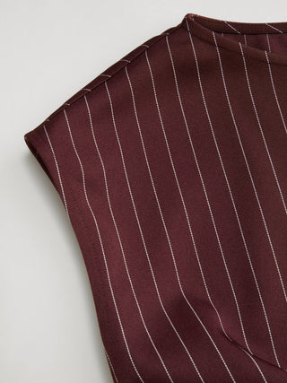 Woven Boat Neck Stripe Knotted Oversized Top For Work