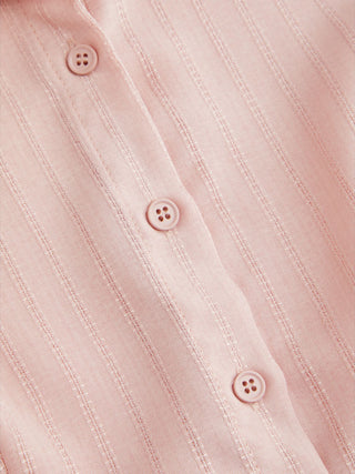 Polo Collar Texture Button Up Shirt