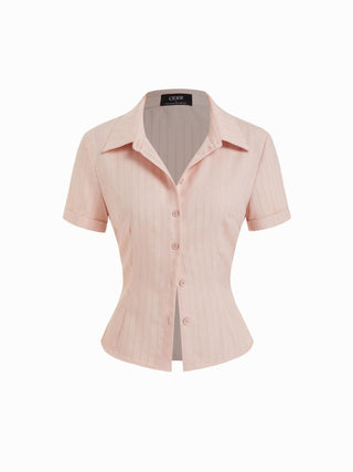 Polo Collar Texture Button Up Shirt