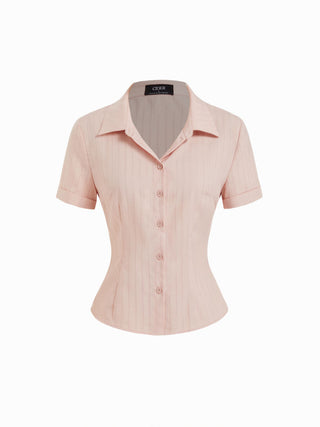 Polo Collar Texture Button Up Shirt