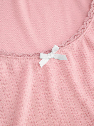 Scoop Neck Lace Trim Bowknot Tank Top
