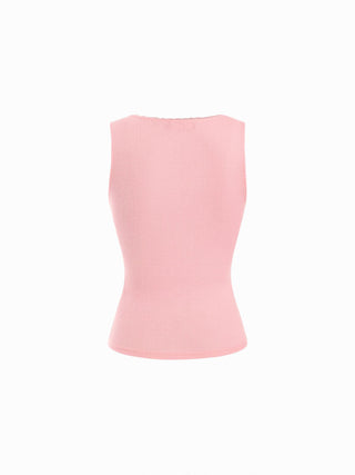 Scoop Neck Lace Trim Bowknot Tank Top