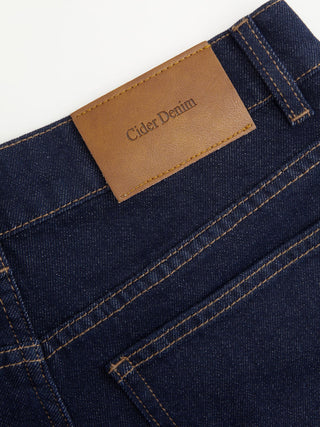 Denim Mid Rise Washed Metal Detail Riding Shorts