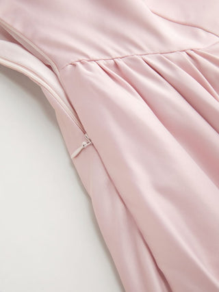 Satin Halter Neckline Bowknot Lace Trim Draped Milkmaid Midi Dress