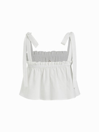 Linen-blend Floral Applique Tie Strap Cami Top & Mid Rise Shorts Set