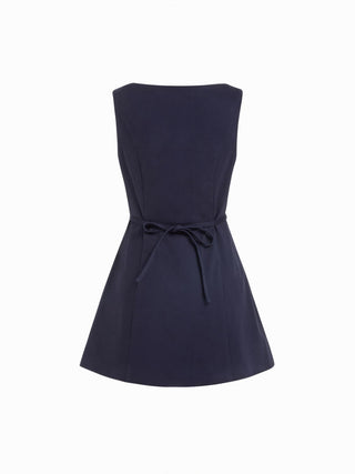 Cotton Cotton-blend Floral Boat Neck Embroidery A-line Mini Dress For Daily Casual Date