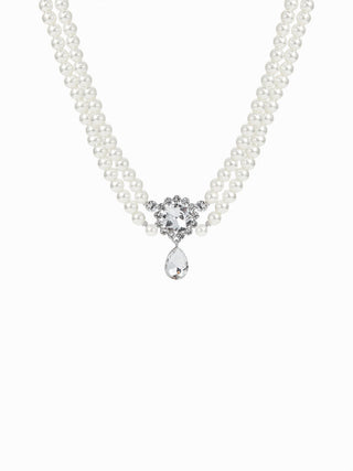 FAUX PEARL & RHINESTONE LAYERED CHOCKER NECKLACE For Date Party/Clubbing