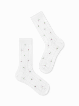 Combed Cotton 3 PAIRS FLORAL CREW SOCKS For Daily Casual Picnic