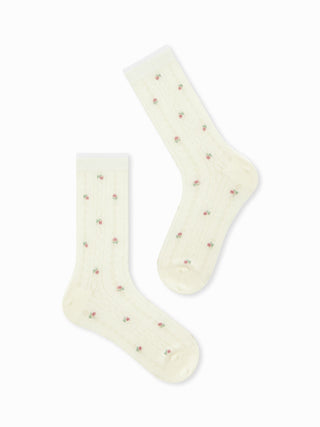 Combed Cotton 3 PAIRS FLORAL CREW SOCKS For Daily Casual Picnic