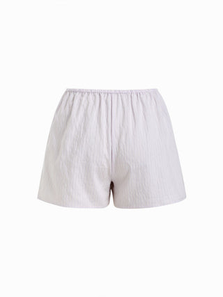 Linen-blend Stripe Bowknot Cami Top & Low Rise Shorts Set