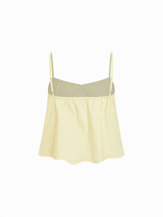 Cotton Pintuck Peter Pan Collar Bowknot Oversized Cami Blouse