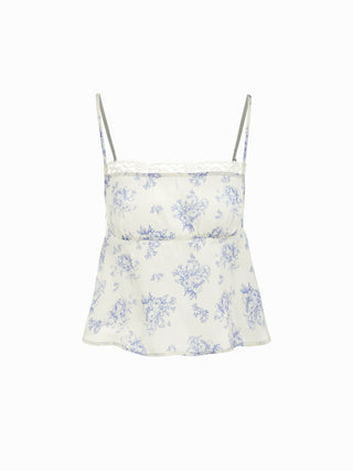Satin Satin Floral Lace Trim Cami Top & Mid Rise Shorts Loungewear Set For Home Bedroom
