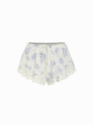 Satin Satin Floral Lace Trim Cami Top & Mid Rise Shorts Loungewear Set For Home Bedroom