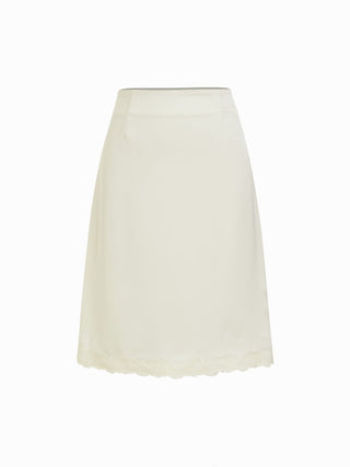Satin Satin Lace Trim Button Cami Top & Mid Rise Midi Skirt Set For Daily Casual Date