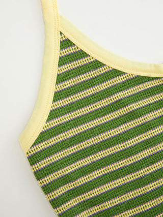 Cotton-blend Textured Stripe Halter Neckline Colorblock Top