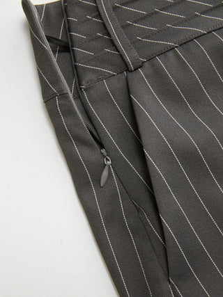 Low Rise Striped Button Detail A-line Mini Skirt
