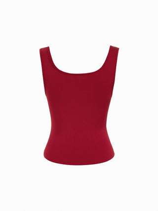 Cowl Neck Lace Panel Slim Tank Top