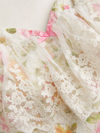 Lace Off-shoulder Floral Print Corset Top