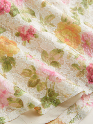 Lace Off-shoulder Floral Print Corset Top