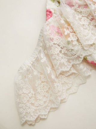 Lace Off-shoulder Floral Print Corset Top