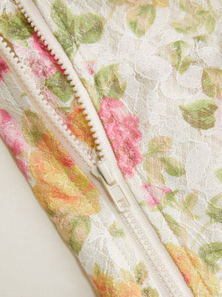 Lace Off-shoulder Floral Print Corset Top