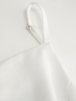 Linen-blend Square Neck Mid Rise Metal Detail Cami Romper With Belt