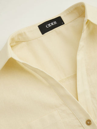 Cotton-blend Short Sleeve Oversized Shirt
