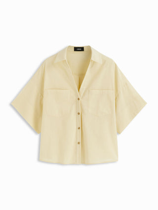 Cotton-blend Short Sleeve Oversized Shirt
