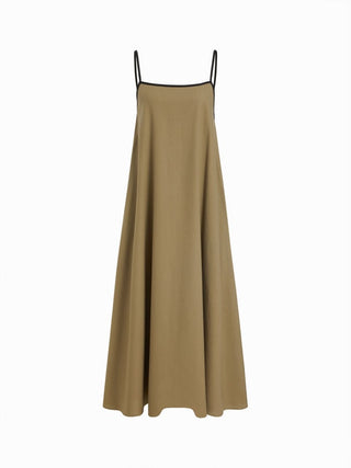 Linen-blend Linen-blend Square Neck Knotted Beaded Cami Maxi Dress For Daily Casual