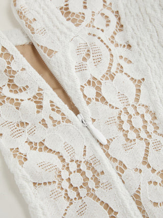 Lace Stand Collar Scarf Neck Split Backless Maxi Dress
