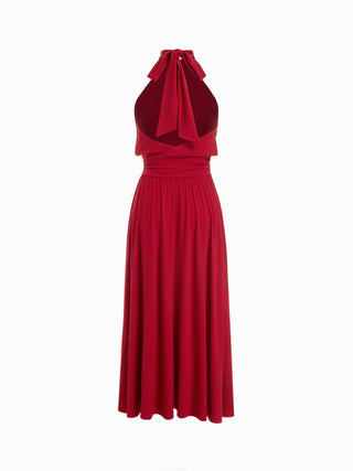Halter Neckline Backless Split A-line Maxi Dress