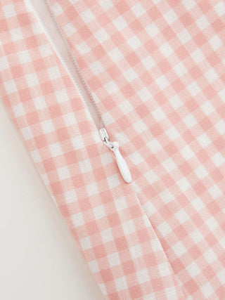 Valentine Woven U-neckline Gingham Bowknot Crop Tank Top & Low Rise Mini Skirt Set For Date