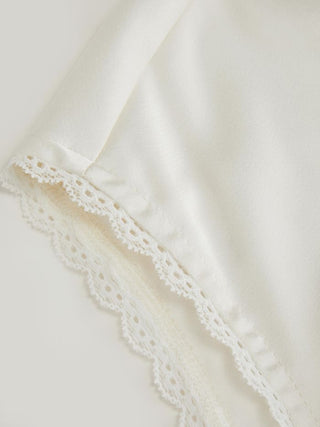 V-neck Lace Trim Ruched Bowknot Crop Blouse