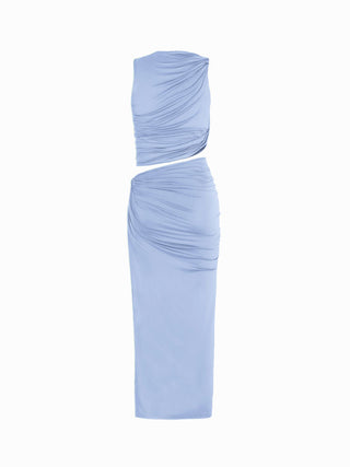Knit Fabric Knotted Ruched Crop Tank Top & Maxi Skirt Set For Daily Casual Coffee Shop
