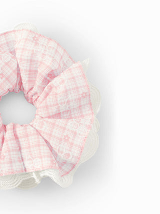 FLOWER & GINGHAM SCRUNCHIE For Daily Casual Party/Clubbing Picnic
