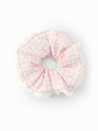FLOWER & GINGHAM SCRUNCHIE For Daily Casual Party/Clubbing Picnic