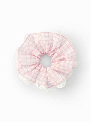 FLOWER & GINGHAM SCRUNCHIE For Daily Casual Party/Clubbing Picnic