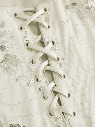 Lace Sculptural Embroidery Floral Corset Top & High Rise Mermaid Maxi Skirt Set