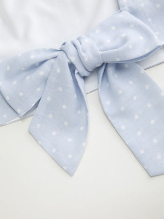 Woven Boat Neck Polka Dot Bowknot Backless Crop Top For Work