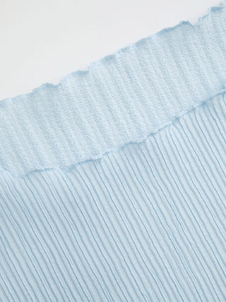 Textured Boat Neck Ruffle Sleeve Lettuce Trim Tee