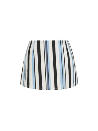 Cotton-Blend Stripe Sailor Collar Halter Top & Low Rise Shorts Set
