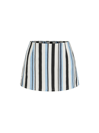 Cotton-Blend Stripe Sailor Collar Halter Top & Low Rise Shorts Set