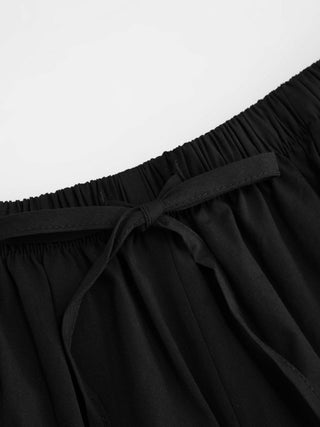 Cotton Mid Rise Drawstring Oversized Bermuda Shorts