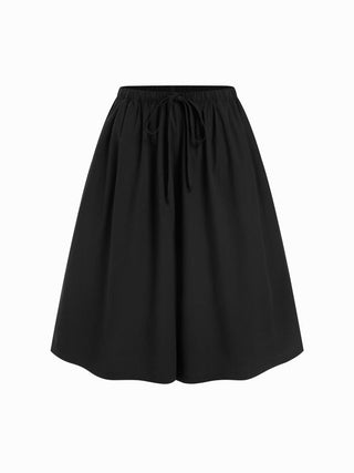 Cotton Mid Rise Drawstring Oversized Bermuda Shorts