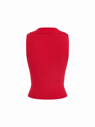 Knit Textured Polo Neck Vest