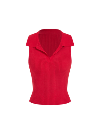 Knit Textured Polo Neck Vest