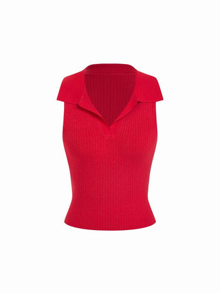 Knit Textured Polo Neck Vest