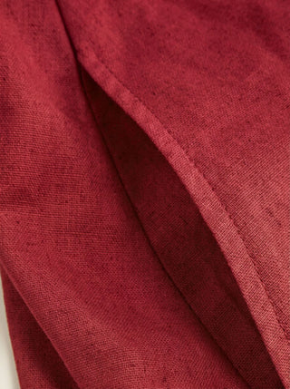 Woven Linen-blend V-neck Ruched Flared Maxi Dress For Daily Casual Vacation