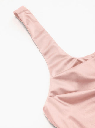 Satin Sculptural Square Neck Ruched Mermaid Maxi Dress